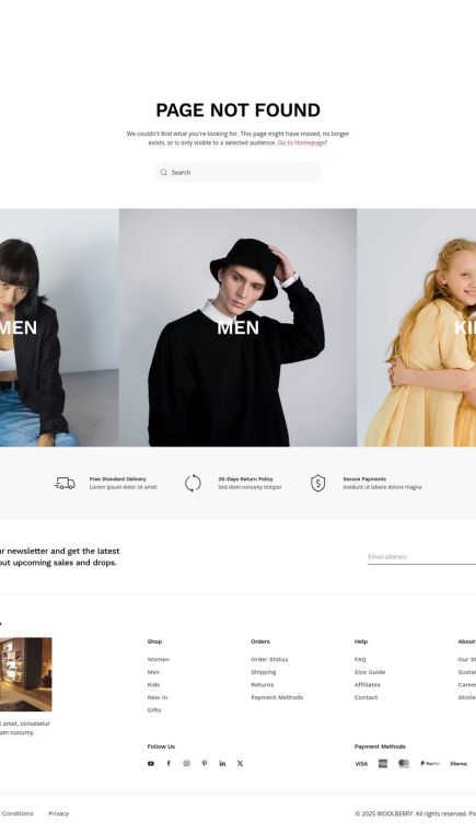 Woolberry WordPress Theme Error 404 Layout