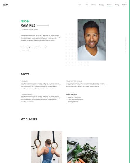 Nioh Studio WordPress theme Trainer Post Layout