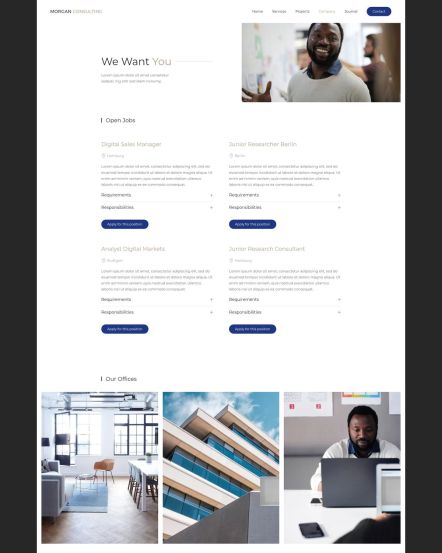 Morgan Consulting Joomla template Careers Layout