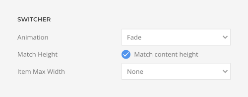 Switcher animation and match height