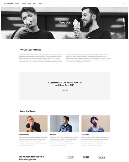 Framerate WordPress theme About Layout