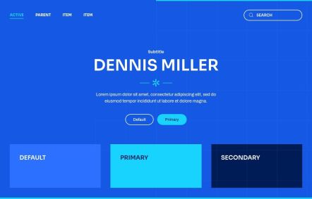 Dennis Miller WordPress theme UI Elements in Colored Blue Style