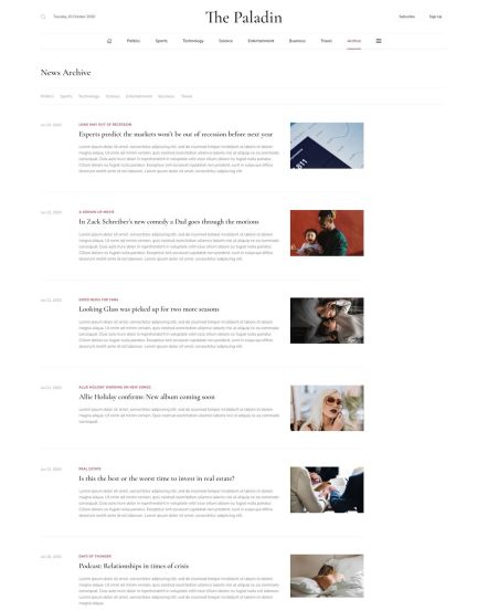 Paladin WordPress theme Post Index Layout