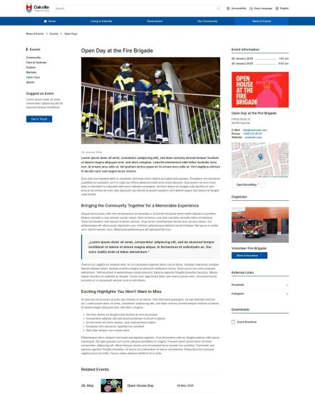 Oakville Joomla template Event Post Layout
