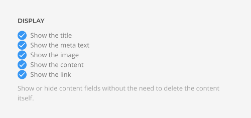 Display settings for content fields