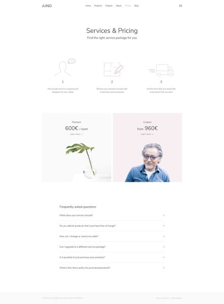 Juno Joomla template Pricing Layout