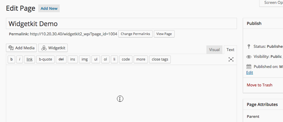 Insert existing Widget