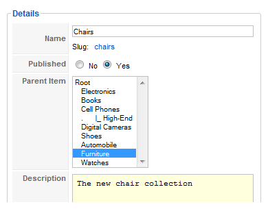 Manage categories
