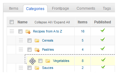 Manage categories