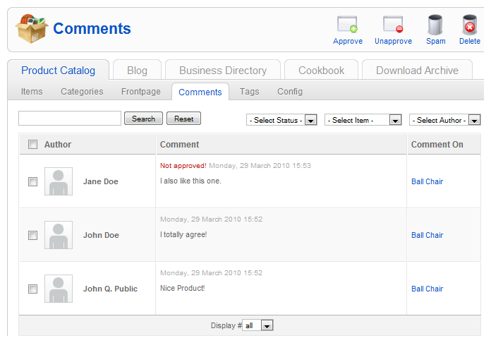 Manage comments