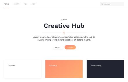 Creative Hub Joomla template UI Elements in White Orange Style