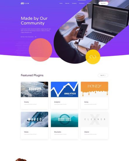 Flow WordPress theme Portfolio Layout