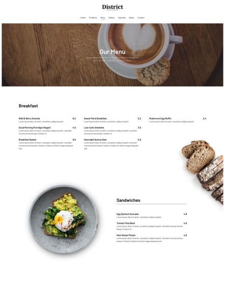 District Joomla template Menu Layout