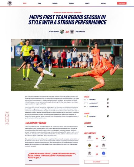 FC Greenfield Joomla template Post Match Layout