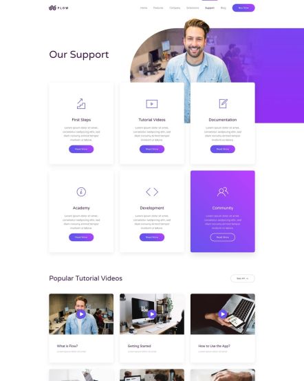 Flow WordPress theme Support Layout