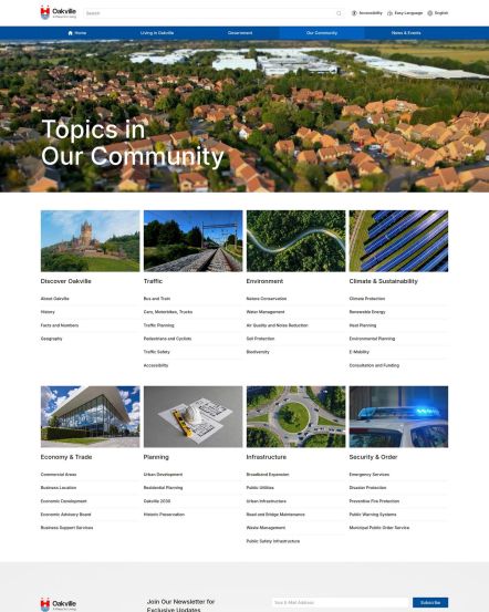Oakville Joomla template Topic Index Layout