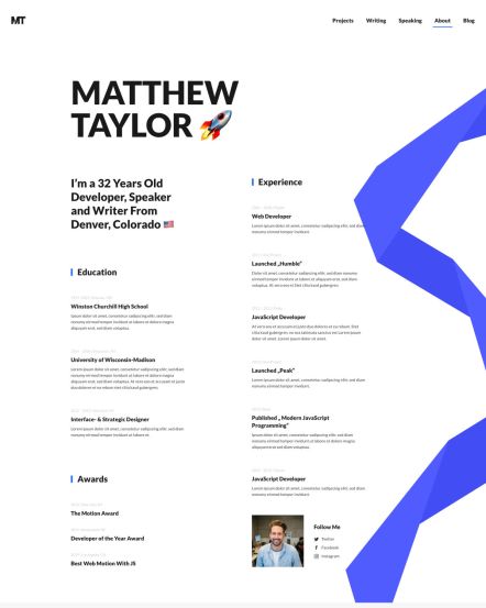 Matthew Taylor Joomla template CV Layout