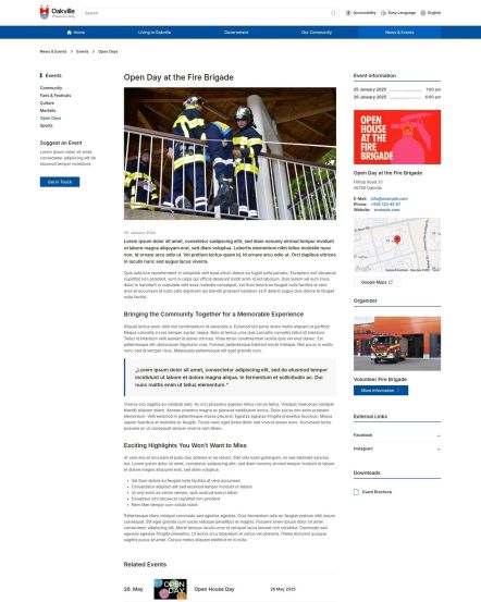 Oakville Joomla template Event Post Layout