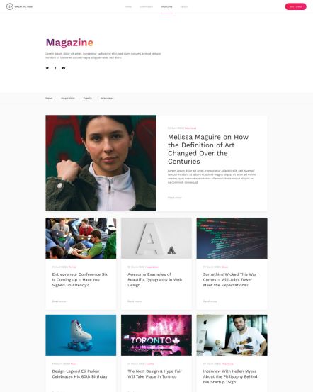 Creative Hub Joomla template Post Index Layout