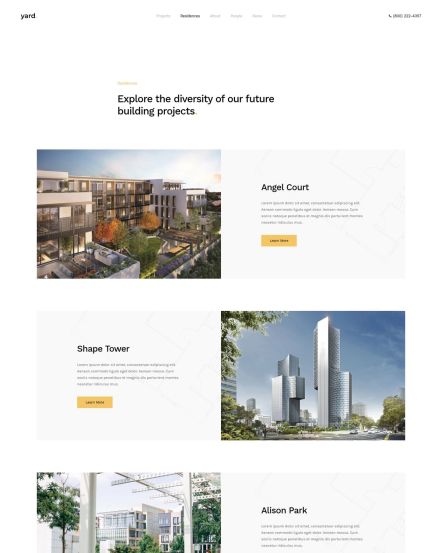 Yard Joomla template Portfolio Layout