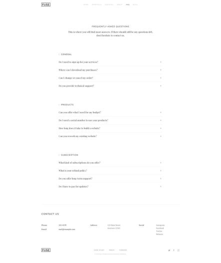 Fuse Joomla template FAQ Layout