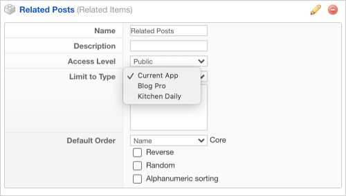Related items element cross app support