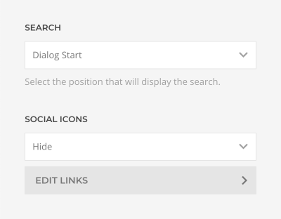 Mobile header search and socials