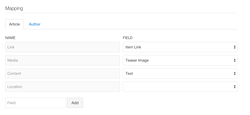 Field mapping configuration for a ZOO app