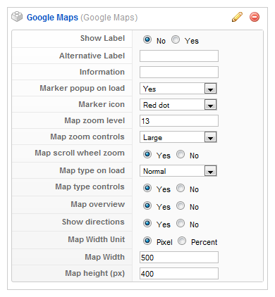 Parameter settings