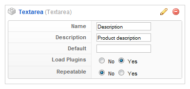 Parameter settings